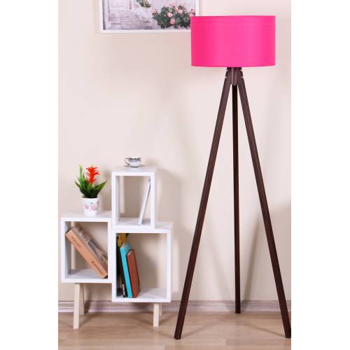 Dekoratif Lambader Tripod Ayaklı Fuşya Başlık Kahve Ayak