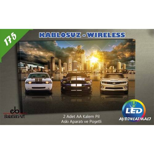 Led Işık Tablo 3lü Araba Kanvas